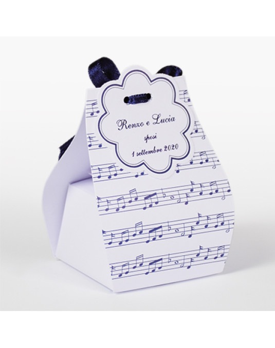 Sacchetto spartito musicale blu completo di bollino prefustellato utile da stampare