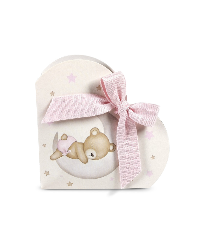 Scatolina cuore Orsetto Rosa su Luna