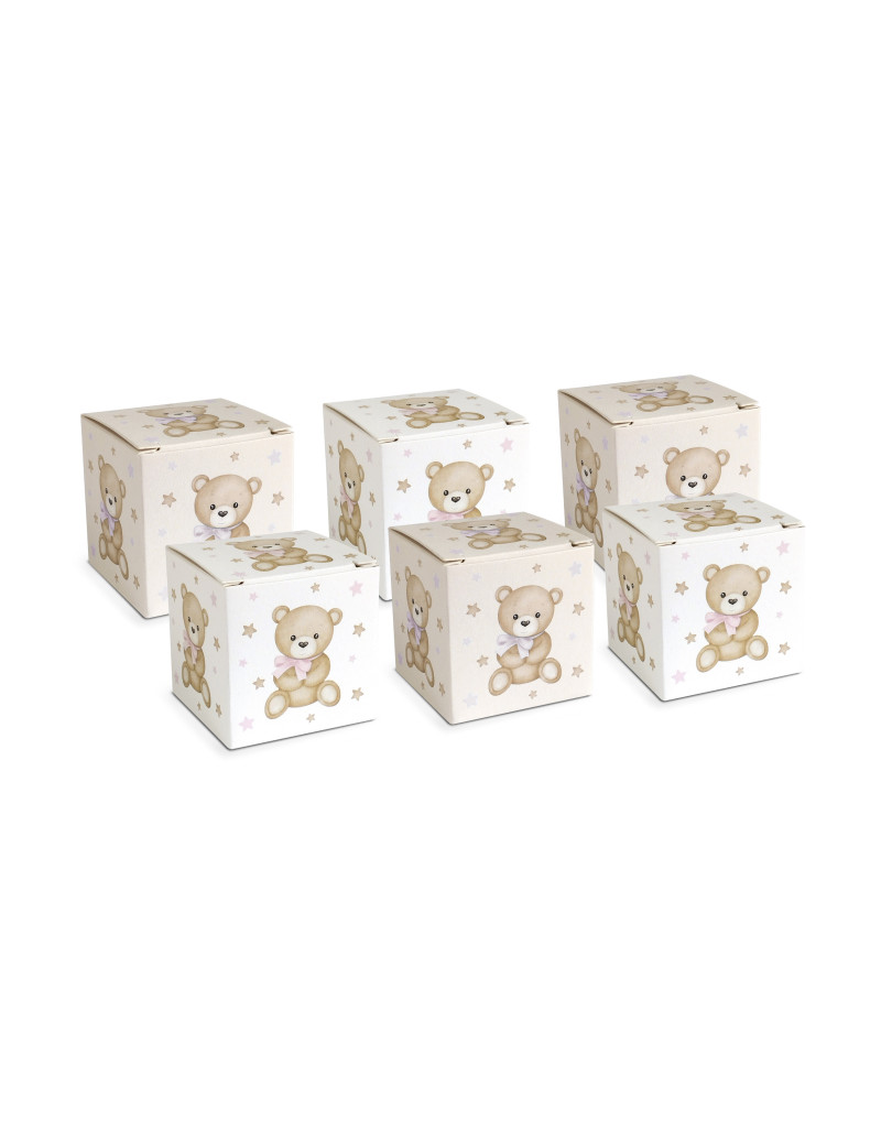 Scatolina quadrata Orsetto Rosa