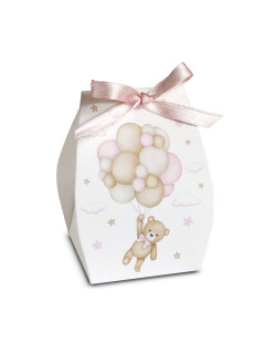 Scatolina Sacchetto Orsetto Rosa con palloncini
