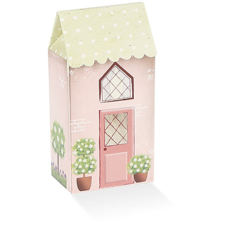 Casetta grande con tetto verde a pois