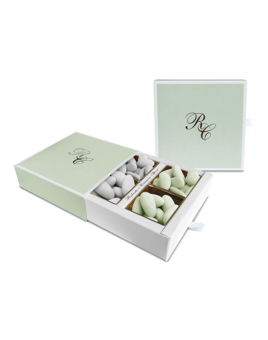 Astuccio fiammifero, di colore salvia, personalizzabile