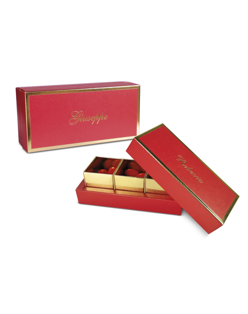 Astuccio fondo e coperchio di colore rosso personalizzabile