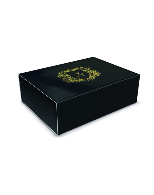 Astuccio fiammifero rettangolare di colore nero, personalizzabile