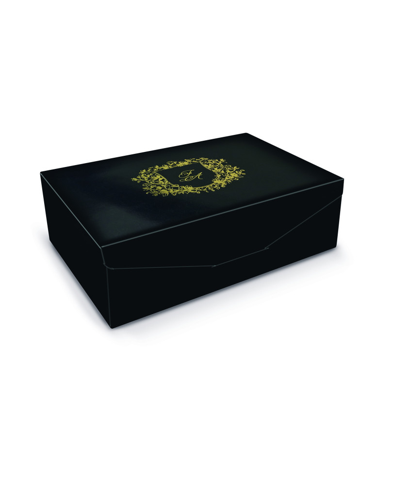 Astuccio rettangolare di colore nero, personalizzabile