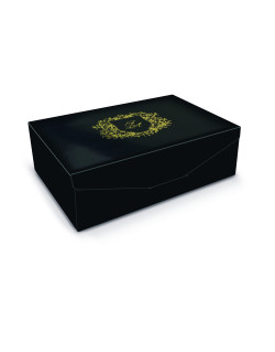 Astuccio rettangolare di colore nero, personalizzabile