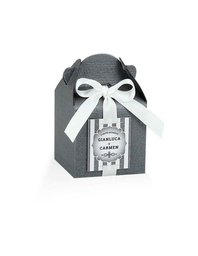 Astuccio con nastro + targhetta prefustellata colore Grigio