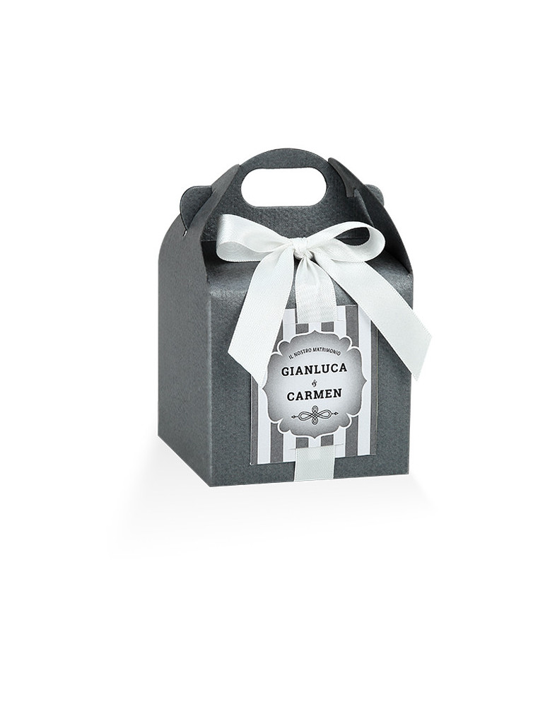 Astuccio con nastro + targhetta prefustellata colore Grigio