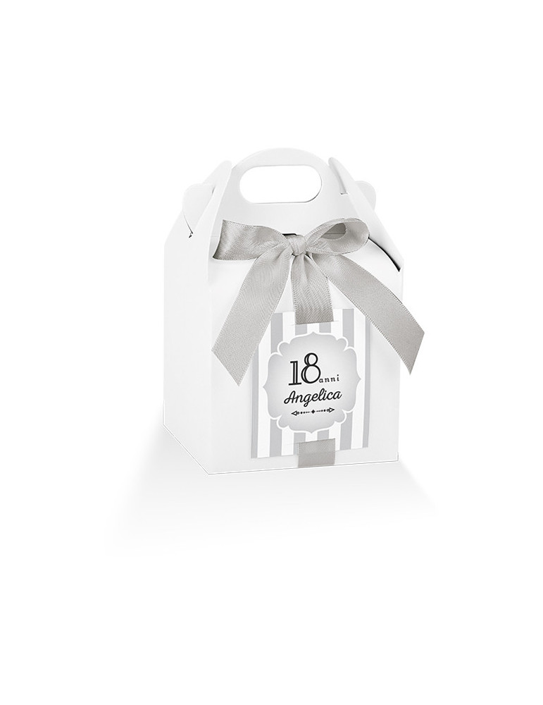 Astuccio Bianco con nastro + targhetta prefustellata personalizzabile