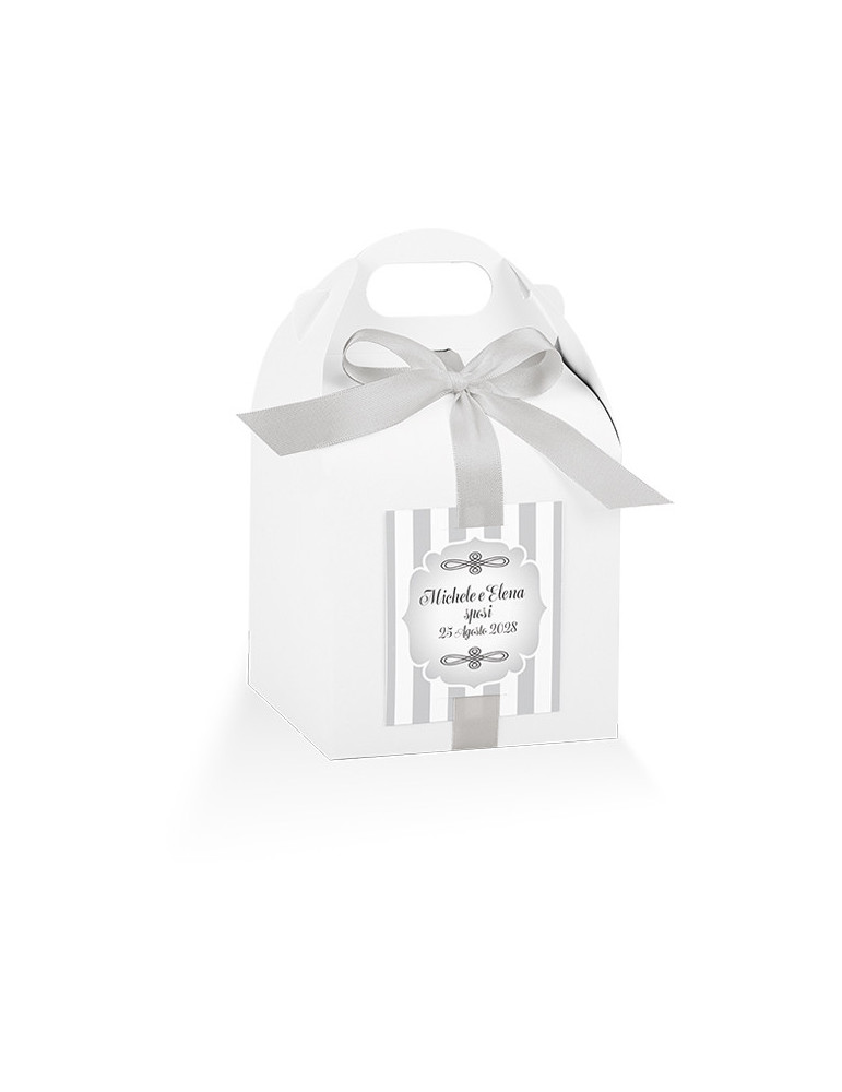 Astuccio Bianco con nastro + targhetta prefustellata personalizzabile