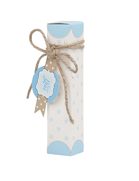 Astuccio Pois Celeste con targhettina