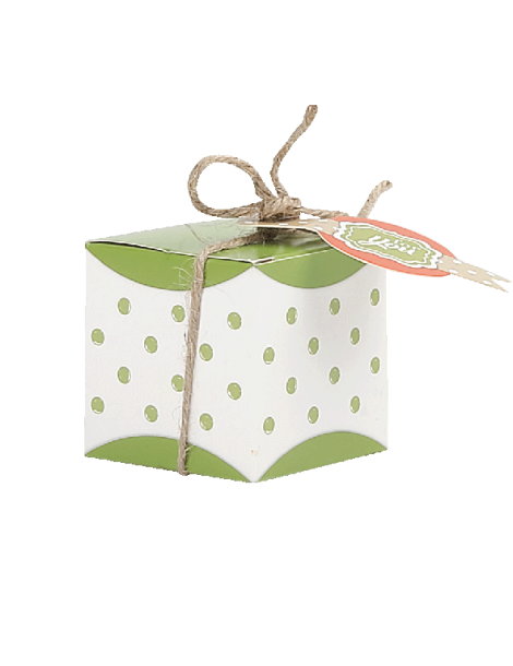 Scatolina Quadrata piccola Pois Verde con targhettina