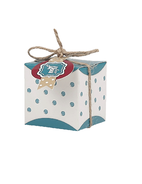 Scatolina Quadrata piccola Pois Oceano con targhettina