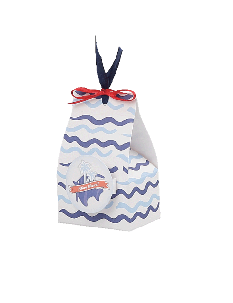 Astuccio onde celeste e blu con Bollino pop Up Pesciolino