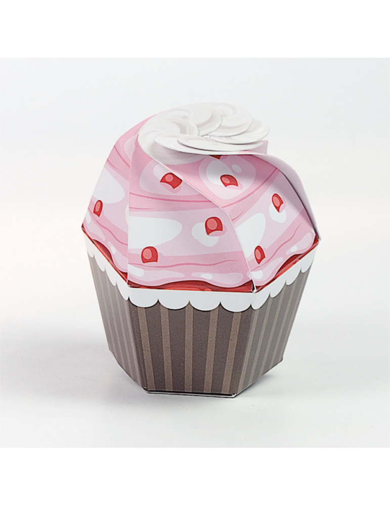 Cupcake rosa con ciliegie