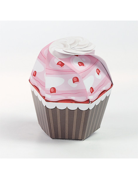 Cupcake rosa con ciliegie