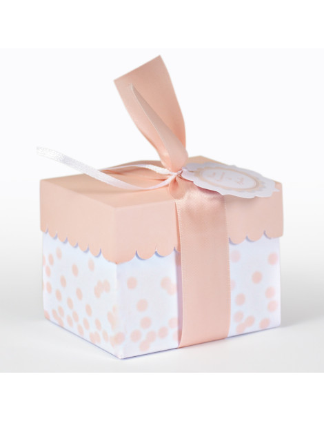 Scatolina rett.re grande fondo vassoio coperchio rosa completa di bollini prefustellati utili da stampare