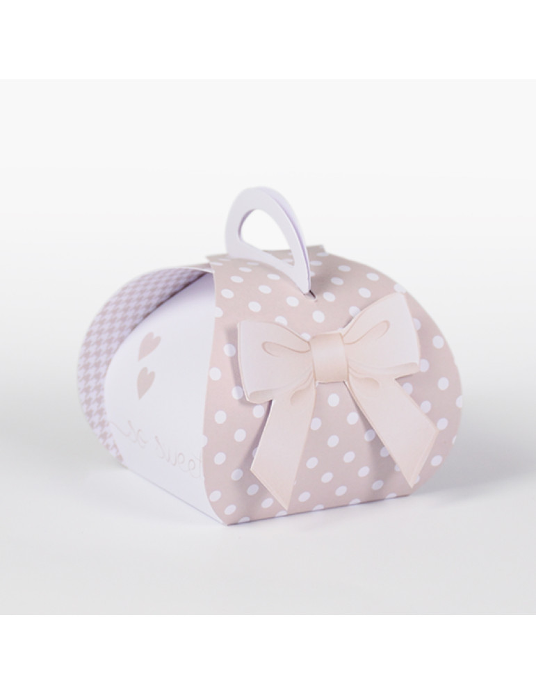 Mini cesto colore tortora completo di fiocco