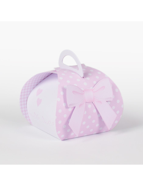 Mini cesto colore rosa completo di fiocco