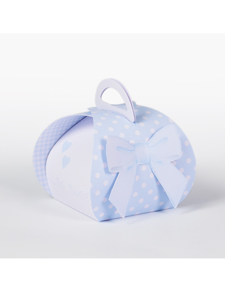 Mini cesto colore celeste completo di fiocco