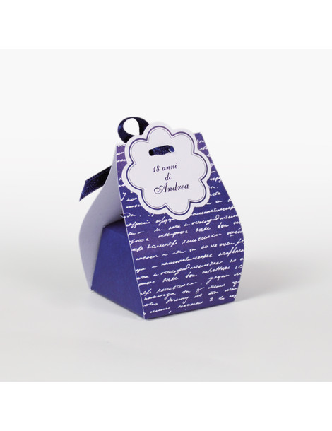 Sacchetto Lettera blu su fondo bianco completo di bollino prefustellato utile da stampare