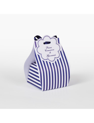 Sacchetto Righe blu completo di bollino prefustellato utile da stampare