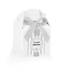 Astuccio Bianco con nastro + targhetta prefustellata personalizzabile